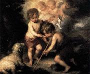 Bartolome Esteban Murillo ) Infant Christ Offering a Drink of Water to St John oil painting artist